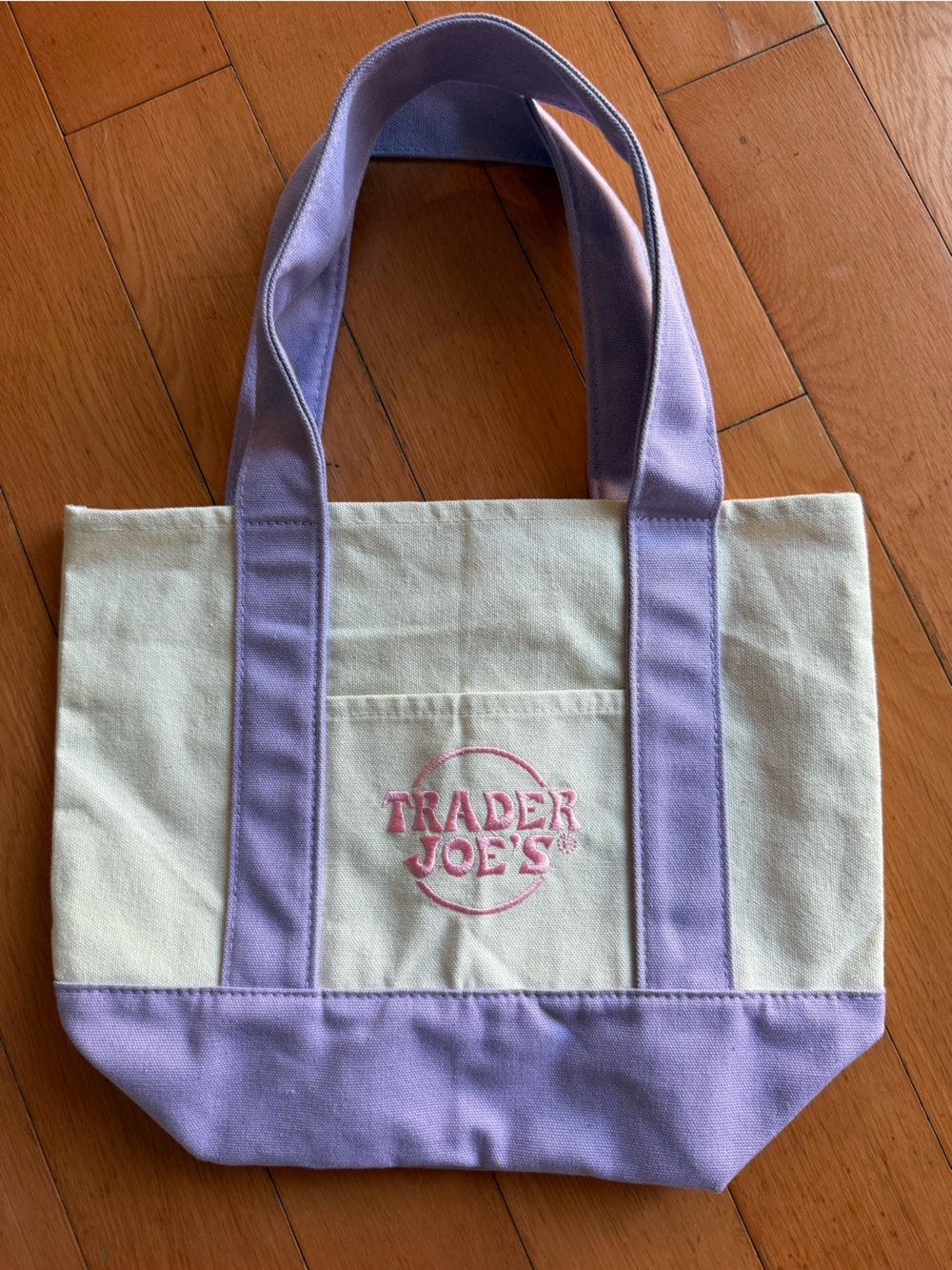 Trader Joe’s Mini Canvas Tote Bag Spring - Lavender/Pink